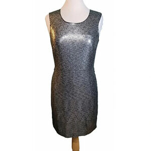 DKNY Zinc Silver Sequin Fitted Sleeveless  Dress Size 4